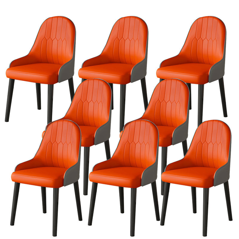 Faux Leather Dining Chair Parsons Home Dining Arm Side Chair Orange-Gray 8 Piece Set Black Clearhalo 'Dining Chairs' 'Dining Tables & Seating' 'dining_chair' 'furn' 'furn_dining_chair' 'Furniture' 'Kitchen & Dining Furniture' 6752075