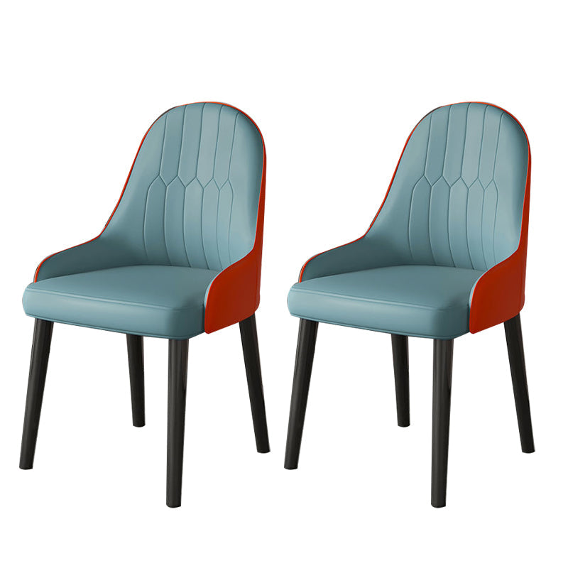 Faux Leather Dining Chair Parsons Home Dining Arm Side Chair Blue 2 Piece Set Black Clearhalo 'Dining Chairs' 'Dining Tables & Seating' 'dining_chair' 'furn' 'furn_dining_chair' 'Furniture' 'Kitchen & Dining Furniture' 6752077