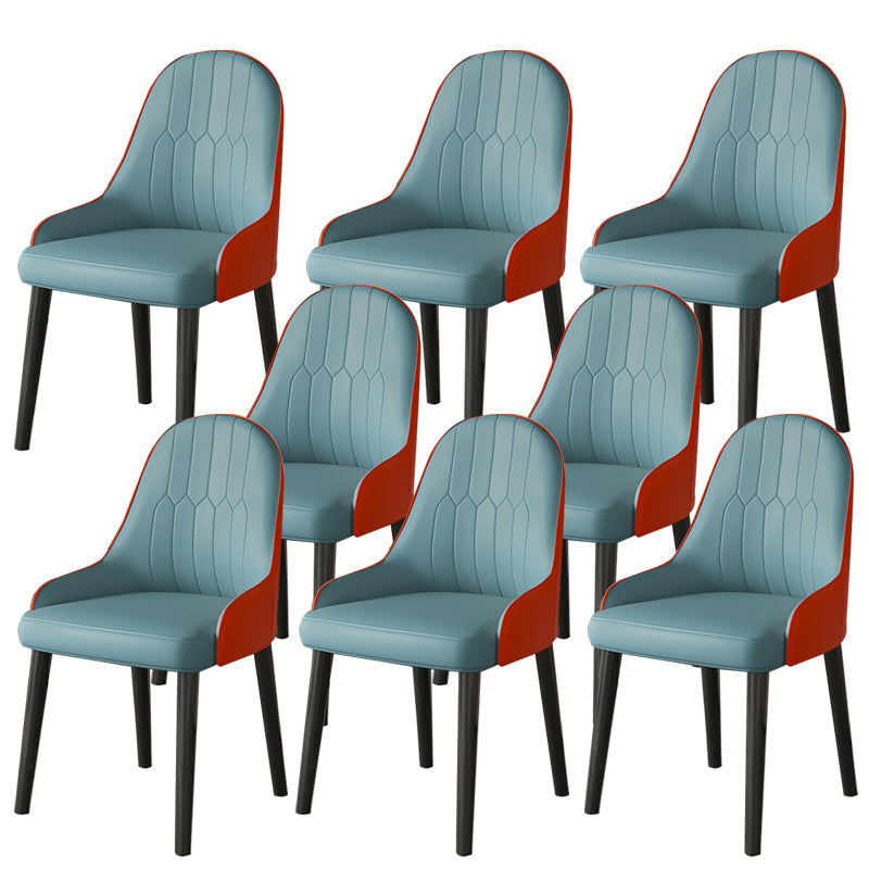 Faux Leather Dining Chair Parsons Home Dining Arm Side Chair Blue 8 Piece Set Black Clearhalo 'Dining Chairs' 'Dining Tables & Seating' 'dining_chair' 'furn' 'furn_dining_chair' 'Furniture' 'Kitchen & Dining Furniture' 6752080