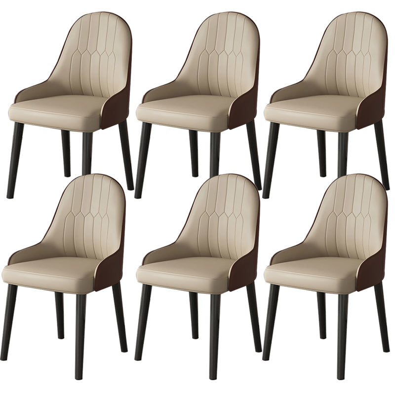 Faux Leather Dining Chair Parsons Home Dining Arm Side Chair Nude 6 Piece Set Black Clearhalo 'Dining Chairs' 'Dining Tables & Seating' 'dining_chair' 'furn' 'furn_dining_chair' 'Furniture' 'Kitchen & Dining Furniture' 6752084