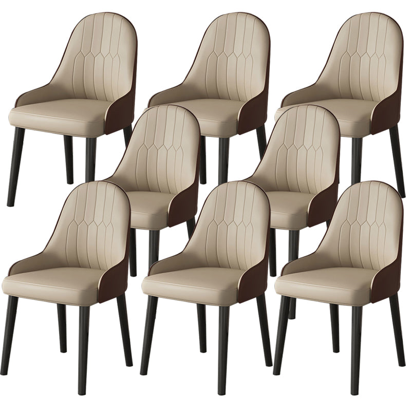 Faux Leather Dining Chair Parsons Home Dining Arm Side Chair Nude 8 Piece Set Black Clearhalo 'Dining Chairs' 'Dining Tables & Seating' 'dining_chair' 'furn' 'furn_dining_chair' 'Furniture' 'Kitchen & Dining Furniture' 6752085