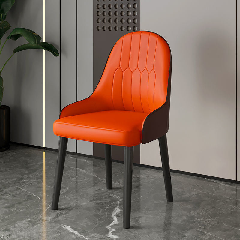 Faux Leather Dining Chair Parsons Home Dining Arm Side Chair Orange 1 Piece Black Clearhalo 'Dining Chairs' 'Dining Tables & Seating' 'dining_chair' 'furn' 'furn_dining_chair' 'Furniture' 'Kitchen & Dining Furniture' 6752086