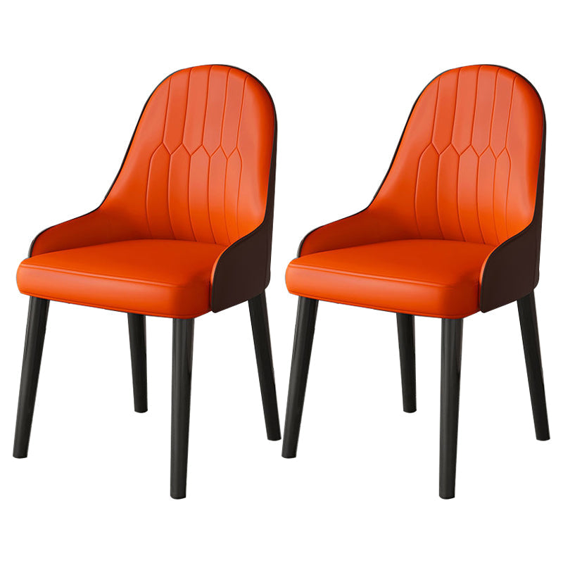 Faux Leather Dining Chair Parsons Home Dining Arm Side Chair Orange 2 Piece Set Black Clearhalo 'Dining Chairs' 'Dining Tables & Seating' 'dining_chair' 'furn' 'furn_dining_chair' 'Furniture' 'Kitchen & Dining Furniture' 6752087