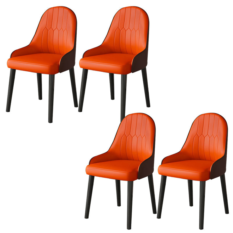 Faux Leather Dining Chair Parsons Home Dining Arm Side Chair Orange 4 Piece Set Black Clearhalo 'Dining Chairs' 'Dining Tables & Seating' 'dining_chair' 'furn' 'furn_dining_chair' 'Furniture' 'Kitchen & Dining Furniture' 6752088