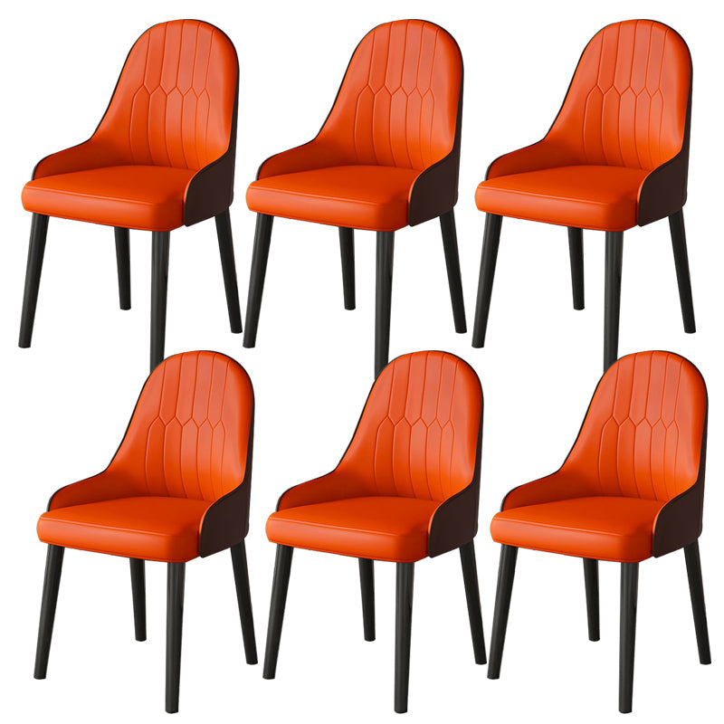 Faux Leather Dining Chair Parsons Home Dining Arm Side Chair Orange 6 Piece Set Black Clearhalo 'Dining Chairs' 'Dining Tables & Seating' 'dining_chair' 'furn' 'furn_dining_chair' 'Furniture' 'Kitchen & Dining Furniture' 6752089