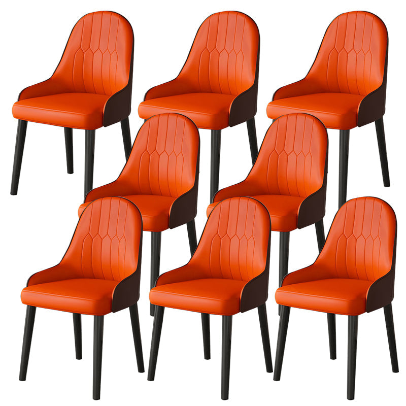 Faux Leather Dining Chair Parsons Home Dining Arm Side Chair Orange 8 Piece Set Black Clearhalo 'Dining Chairs' 'Dining Tables & Seating' 'dining_chair' 'furn' 'furn_dining_chair' 'Furniture' 'Kitchen & Dining Furniture' 6752090