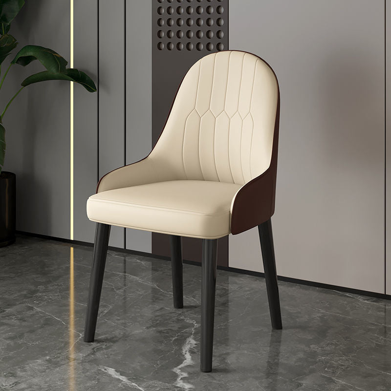 Faux Leather Dining Chair Parsons Home Dining Arm Side Chair Off-White 1 Piece Black Clearhalo 'Dining Chairs' 'Dining Tables & Seating' 'dining_chair' 'furn' 'furn_dining_chair' 'Furniture' 'Kitchen & Dining Furniture' 6752091