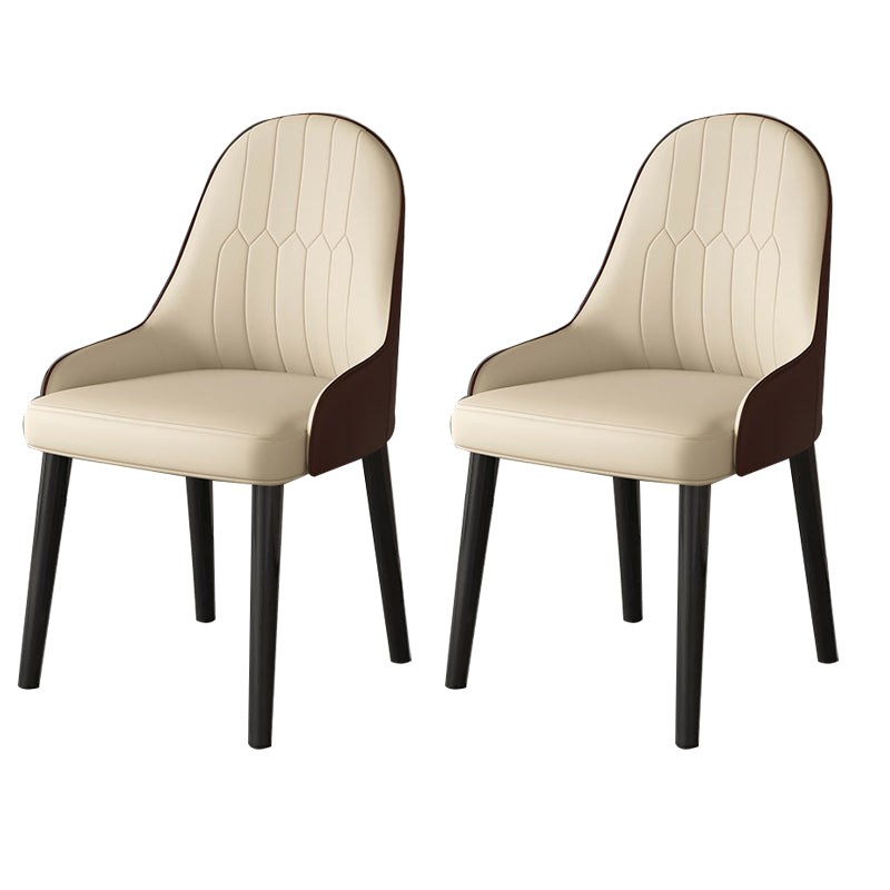 Faux Leather Dining Chair Parsons Home Dining Arm Side Chair Off-White 2 Piece Set Black Clearhalo 'Dining Chairs' 'Dining Tables & Seating' 'dining_chair' 'furn' 'furn_dining_chair' 'Furniture' 'Kitchen & Dining Furniture' 6752092