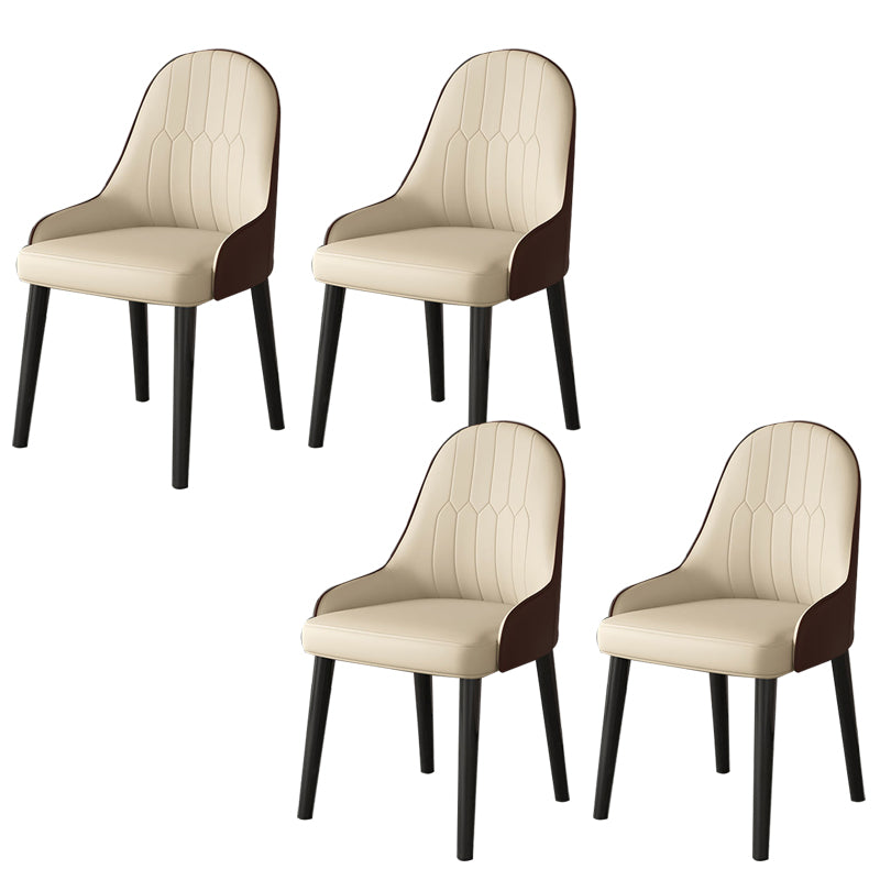 Faux Leather Dining Chair Parsons Home Dining Arm Side Chair Off-White 4 Piece Set Black Clearhalo 'Dining Chairs' 'Dining Tables & Seating' 'dining_chair' 'furn' 'furn_dining_chair' 'Furniture' 'Kitchen & Dining Furniture' 6752093