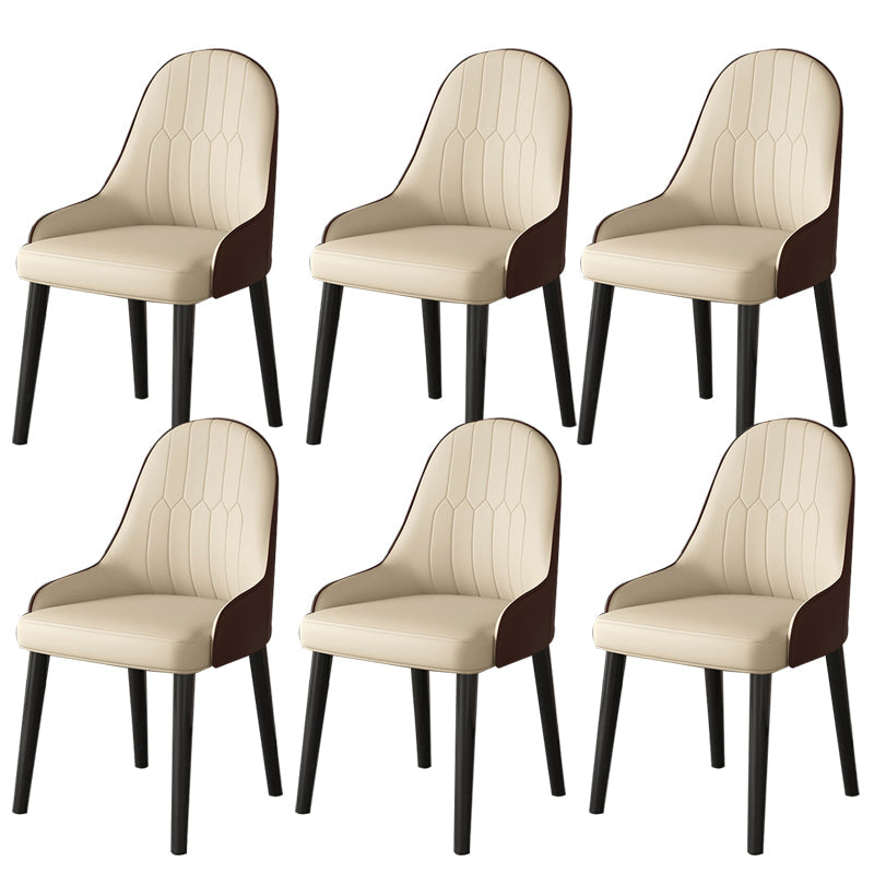Faux Leather Dining Chair Parsons Home Dining Arm Side Chair Off-White 6 Piece Set Black Clearhalo 'Dining Chairs' 'Dining Tables & Seating' 'dining_chair' 'furn' 'furn_dining_chair' 'Furniture' 'Kitchen & Dining Furniture' 6752094