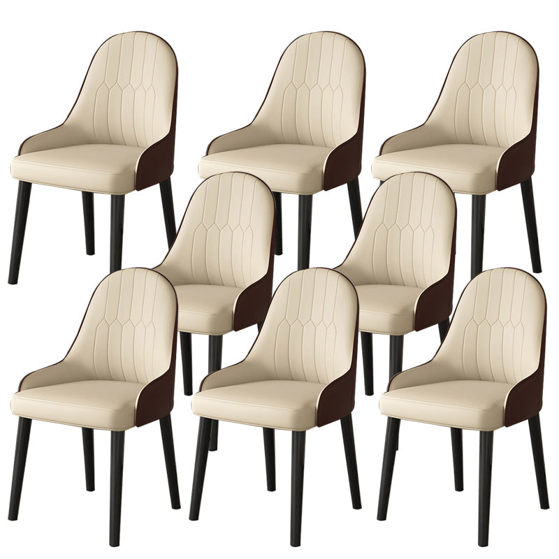 Faux Leather Dining Chair Parsons Home Dining Arm Side Chair Off-White 8 Piece Set Black Clearhalo 'Dining Chairs' 'Dining Tables & Seating' 'dining_chair' 'furn' 'furn_dining_chair' 'Furniture' 'Kitchen & Dining Furniture' 6752095