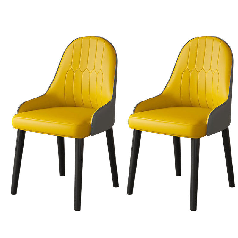 Faux Leather Dining Chair Parsons Home Dining Arm Side Chair Yellow 2 Piece Set Black Clearhalo 'Dining Chairs' 'Dining Tables & Seating' 'dining_chair' 'furn' 'furn_dining_chair' 'Furniture' 'Kitchen & Dining Furniture' 6752097