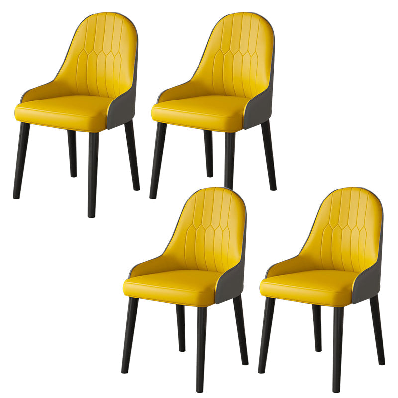 Faux Leather Dining Chair Parsons Home Dining Arm Side Chair Yellow 4 Piece Set Black Clearhalo 'Dining Chairs' 'Dining Tables & Seating' 'dining_chair' 'furn' 'furn_dining_chair' 'Furniture' 'Kitchen & Dining Furniture' 6752098