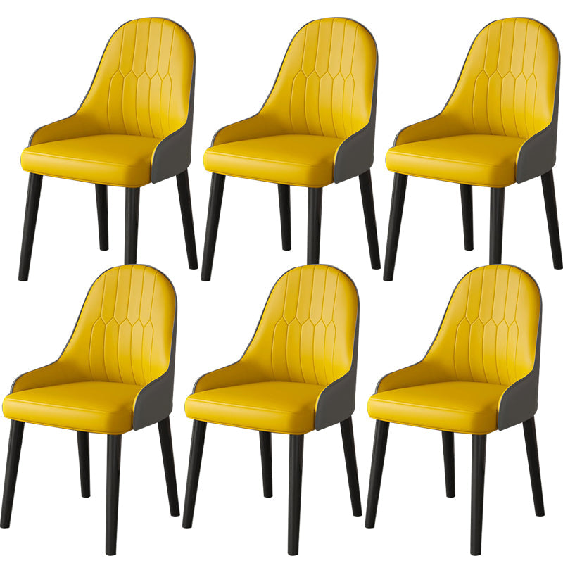 Faux Leather Dining Chair Parsons Home Dining Arm Side Chair Yellow 6 Piece Set Black Clearhalo 'Dining Chairs' 'Dining Tables & Seating' 'dining_chair' 'furn' 'furn_dining_chair' 'Furniture' 'Kitchen & Dining Furniture' 6752099