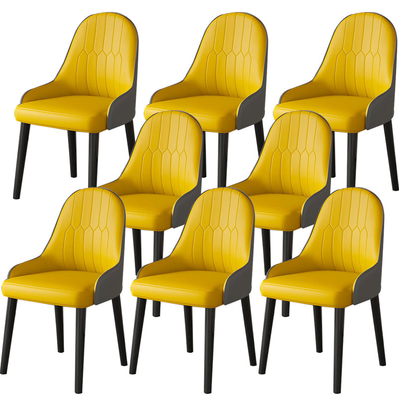 Faux Leather Dining Chair Parsons Home Dining Arm Side Chair Yellow 8 Piece Set Black Clearhalo 'Dining Chairs' 'Dining Tables & Seating' 'dining_chair' 'furn' 'furn_dining_chair' 'Furniture' 'Kitchen & Dining Furniture' 6752100