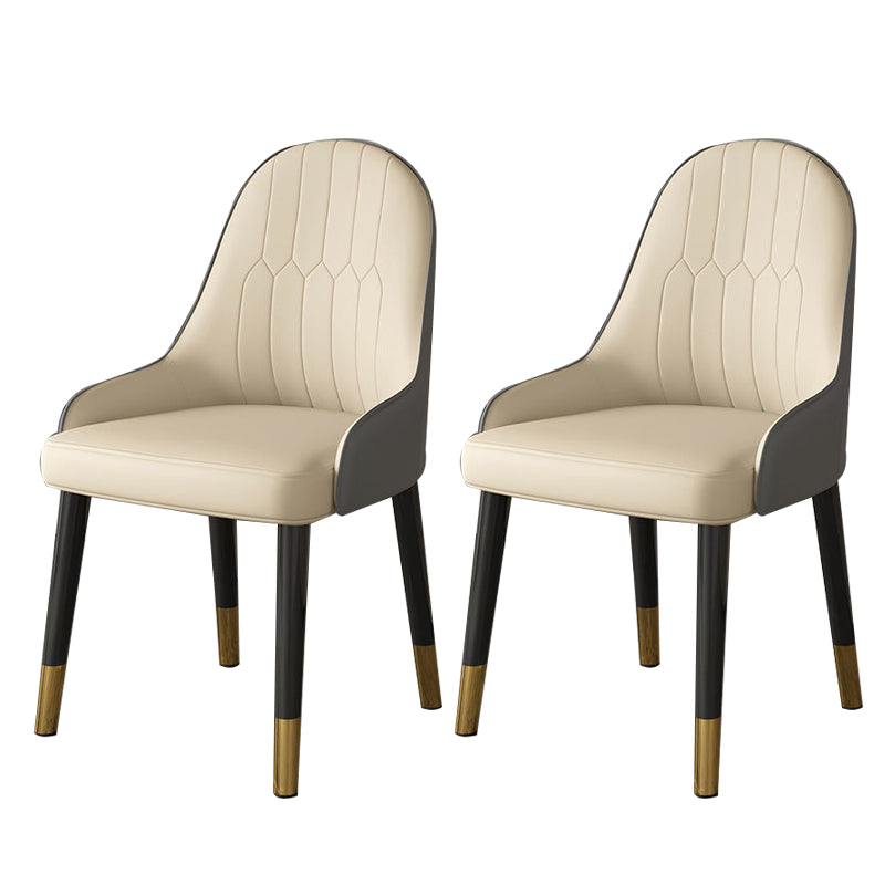 Faux Leather Dining Chair Parsons Home Dining Arm Side Chair Beige Gray 2 Piece Set Brass Gold Clearhalo 'Dining Chairs' 'Dining Tables & Seating' 'dining_chair' 'furn' 'furn_dining_chair' 'Furniture' 'Kitchen & Dining Furniture' 6752102
