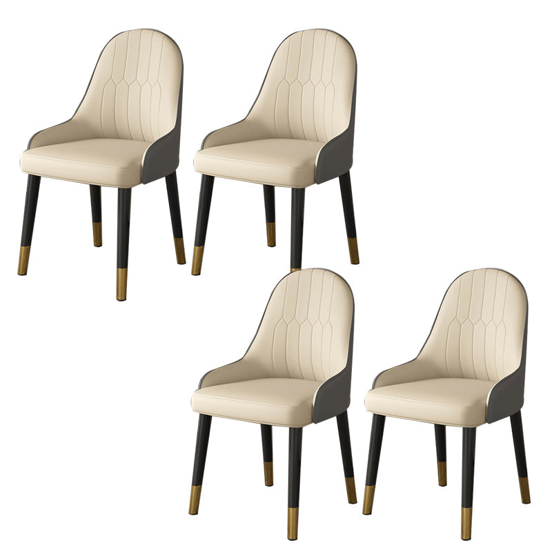 Faux Leather Dining Chair Parsons Home Dining Arm Side Chair Beige Gray 4 Piece Set Brass Gold Clearhalo 'Dining Chairs' 'Dining Tables & Seating' 'dining_chair' 'furn' 'furn_dining_chair' 'Furniture' 'Kitchen & Dining Furniture' 6752103