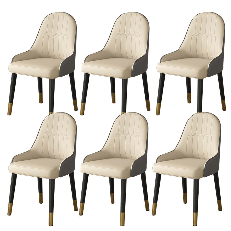 Faux Leather Dining Chair Parsons Home Dining Arm Side Chair Beige Gray 6 Piece Set Brass Gold Clearhalo 'Dining Chairs' 'Dining Tables & Seating' 'dining_chair' 'furn' 'furn_dining_chair' 'Furniture' 'Kitchen & Dining Furniture' 6752104