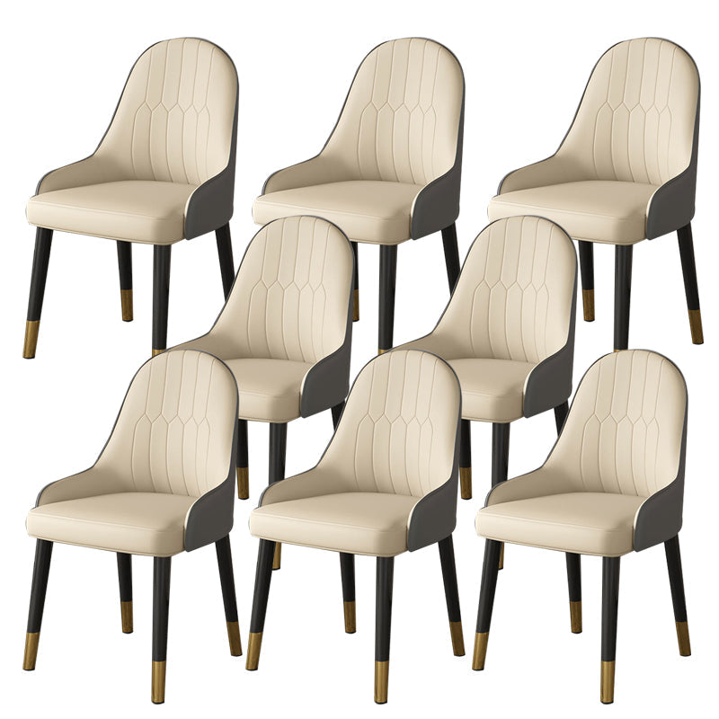 Faux Leather Dining Chair Parsons Home Dining Arm Side Chair Beige Gray 8 Piece Set Black Clearhalo 'Dining Chairs' 'Dining Tables & Seating' 'dining_chair' 'furn' 'furn_dining_chair' 'Furniture' 'Kitchen & Dining Furniture' 6752105