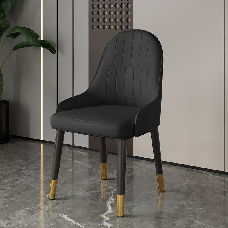 Faux Leather Dining Chair Parsons Home Dining Arm Side Chair Black 1 Piece Brass Gold Clearhalo 'Dining Chairs' 'Dining Tables & Seating' 'dining_chair' 'furn' 'furn_dining_chair' 'Furniture' 'Kitchen & Dining Furniture' 6752106