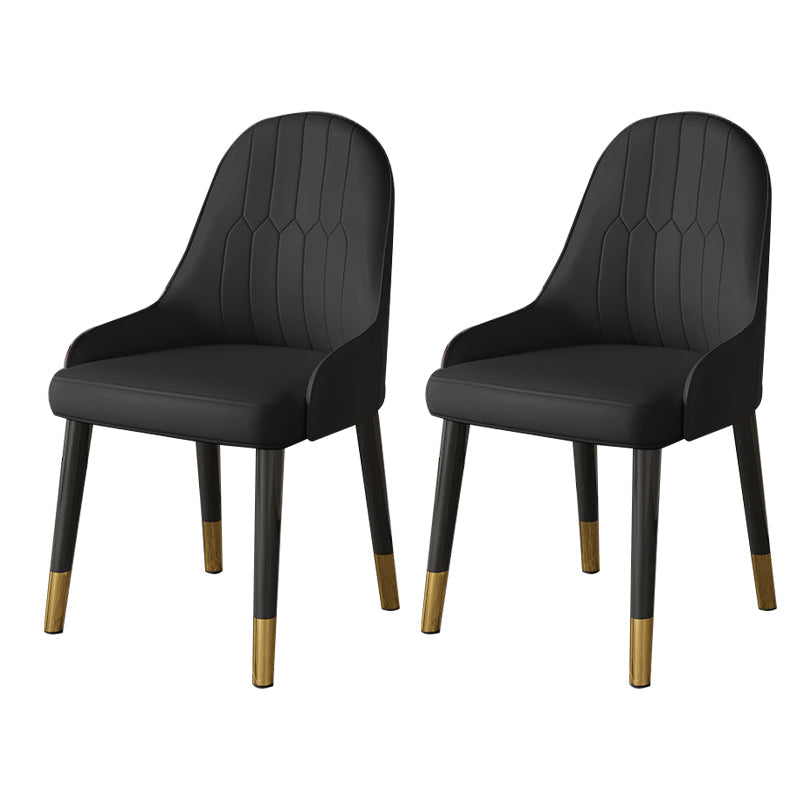 Faux Leather Dining Chair Parsons Home Dining Arm Side Chair Black 2 Piece Set Brass Gold Clearhalo 'Dining Chairs' 'Dining Tables & Seating' 'dining_chair' 'furn' 'furn_dining_chair' 'Furniture' 'Kitchen & Dining Furniture' 6752107
