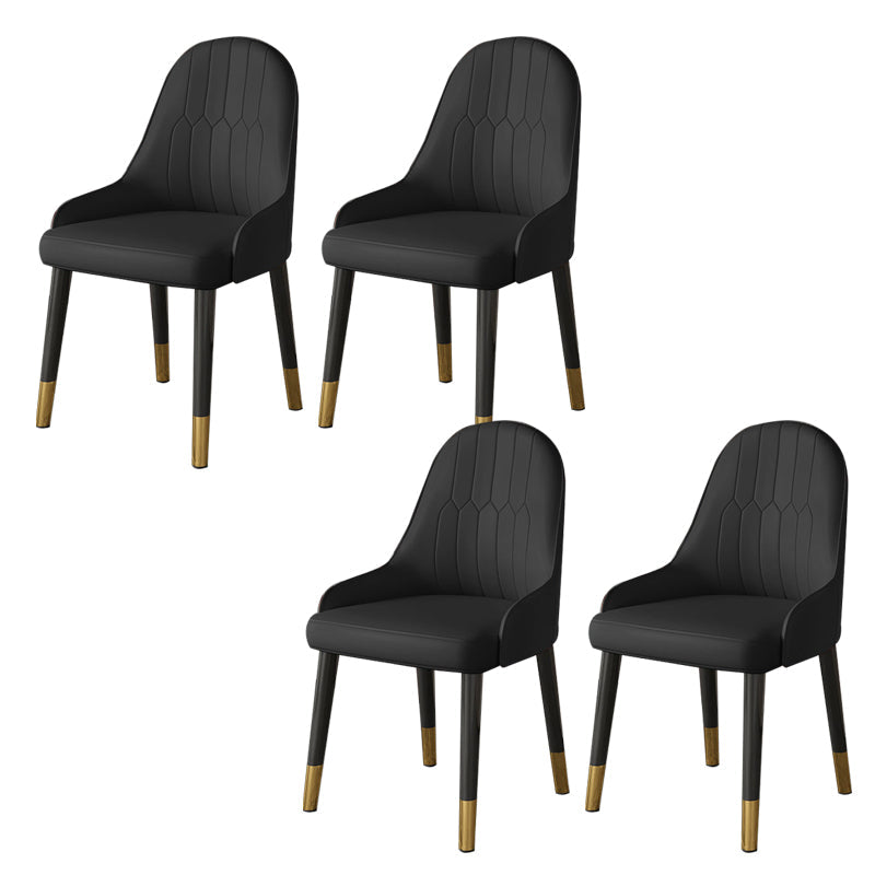Faux Leather Dining Chair Parsons Home Dining Arm Side Chair Black 4 Piece Set Brass Gold Clearhalo 'Dining Chairs' 'Dining Tables & Seating' 'dining_chair' 'furn' 'furn_dining_chair' 'Furniture' 'Kitchen & Dining Furniture' 6752108