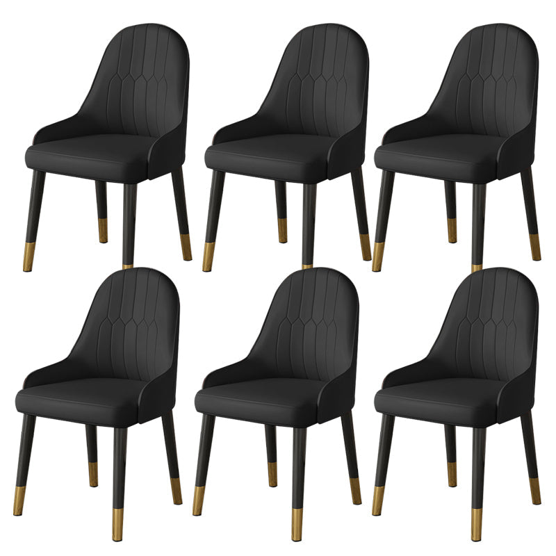 Faux Leather Dining Chair Parsons Home Dining Arm Side Chair Black 6 Piece Set Brass Gold Clearhalo 'Dining Chairs' 'Dining Tables & Seating' 'dining_chair' 'furn' 'furn_dining_chair' 'Furniture' 'Kitchen & Dining Furniture' 6752109