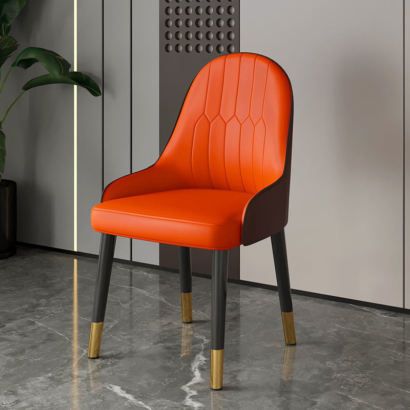 Faux Leather Dining Chair Parsons Home Dining Arm Side Chair Orange 1 Piece Brass Gold Clearhalo 'Dining Chairs' 'Dining Tables & Seating' 'dining_chair' 'furn' 'furn_dining_chair' 'Furniture' 'Kitchen & Dining Furniture' 6752111