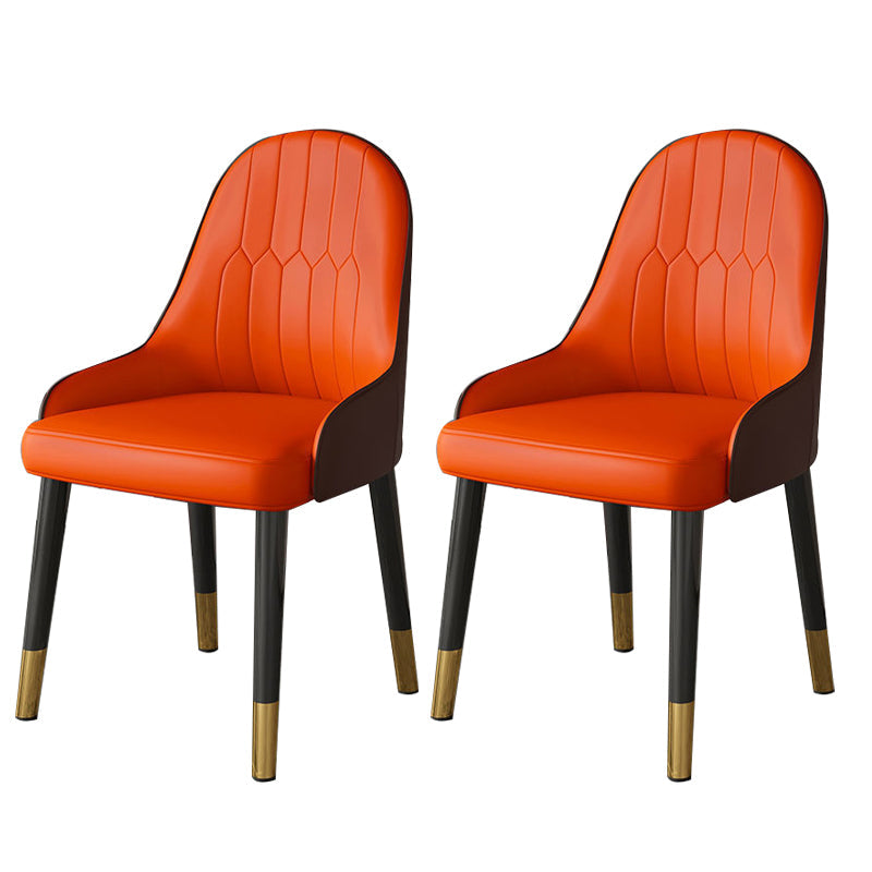 Faux Leather Dining Chair Parsons Home Dining Arm Side Chair Orange 2 Piece Set Brass Gold Clearhalo 'Dining Chairs' 'Dining Tables & Seating' 'dining_chair' 'furn' 'furn_dining_chair' 'Furniture' 'Kitchen & Dining Furniture' 6752112
