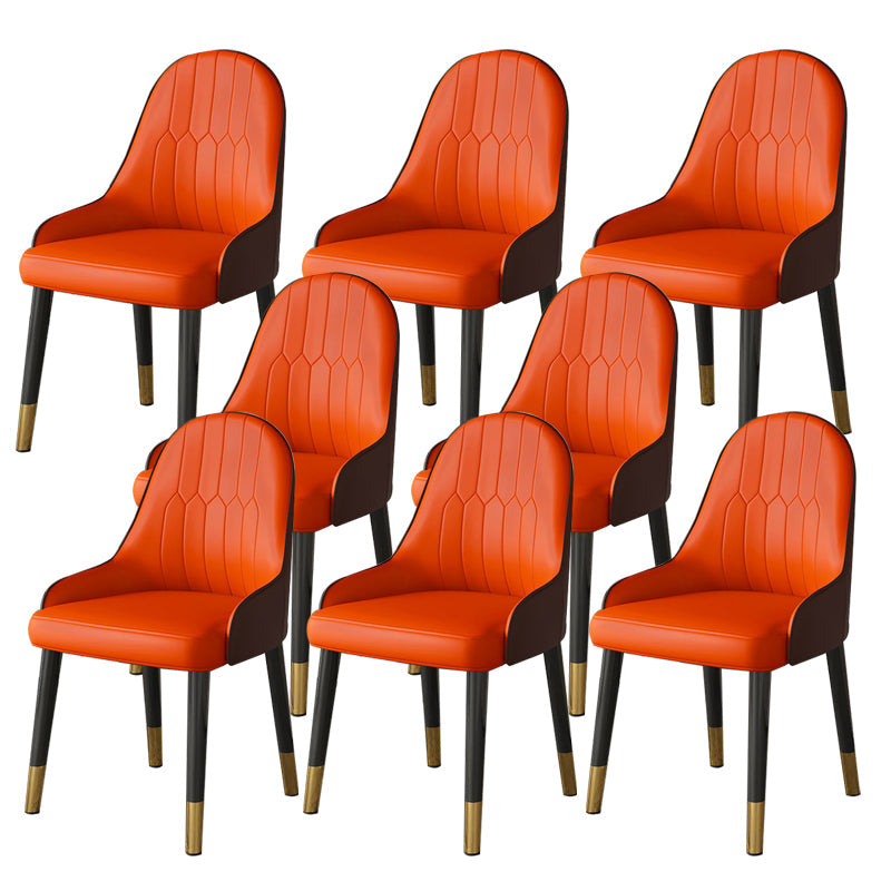 Faux Leather Dining Chair Parsons Home Dining Arm Side Chair Orange 8 Piece Set Brass Gold Clearhalo 'Dining Chairs' 'Dining Tables & Seating' 'dining_chair' 'furn' 'furn_dining_chair' 'Furniture' 'Kitchen & Dining Furniture' 6752115