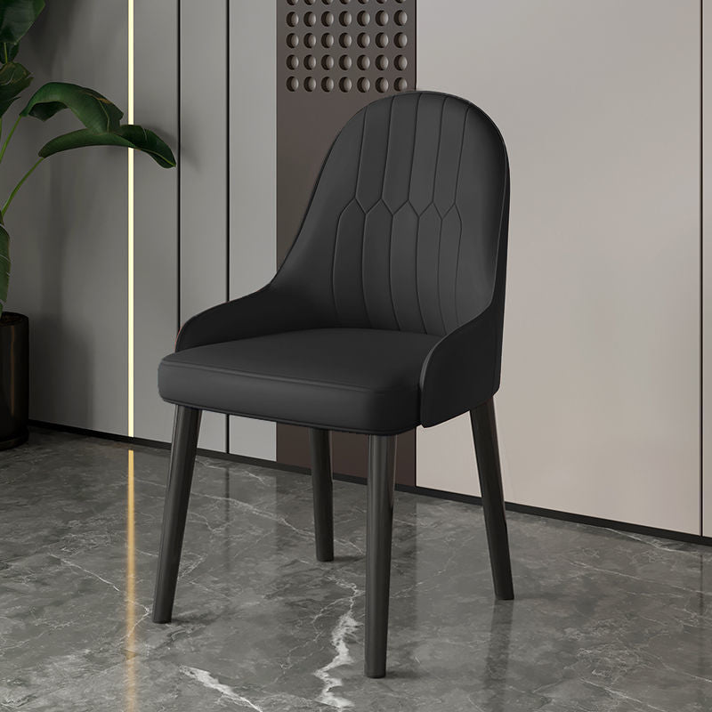 Faux Leather Dining Chair Parsons Home Dining Arm Side Chair Black 1 Piece Black Clearhalo 'Dining Chairs' 'Dining Tables & Seating' 'dining_chair' 'furn' 'furn_dining_chair' 'Furniture' 'Kitchen & Dining Furniture' 6752116
