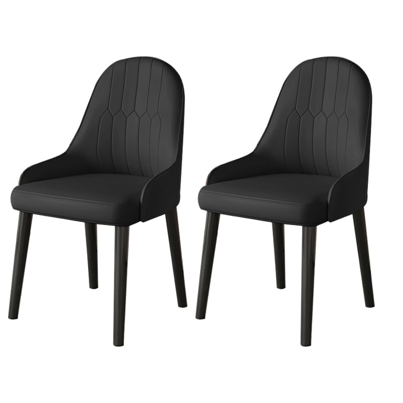Faux Leather Dining Chair Parsons Home Dining Arm Side Chair Black 2 Piece Set Black Clearhalo 'Dining Chairs' 'Dining Tables & Seating' 'dining_chair' 'furn' 'furn_dining_chair' 'Furniture' 'Kitchen & Dining Furniture' 6752117