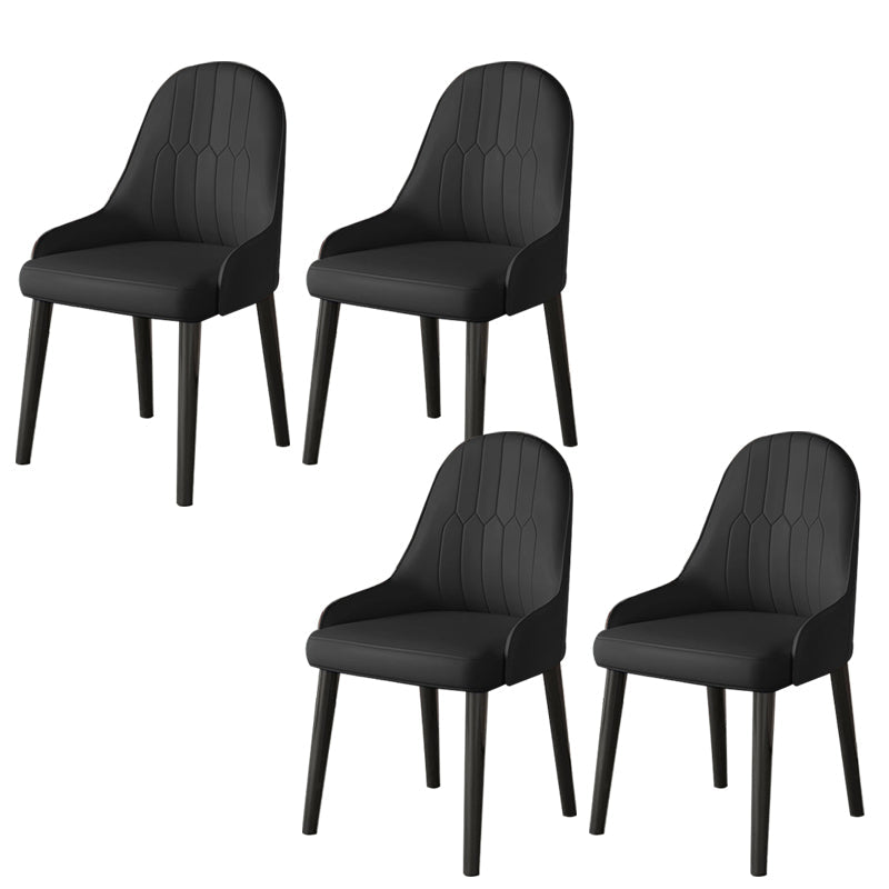 Faux Leather Dining Chair Parsons Home Dining Arm Side Chair Black 4 Piece Set Black Clearhalo 'Dining Chairs' 'Dining Tables & Seating' 'dining_chair' 'furn' 'furn_dining_chair' 'Furniture' 'Kitchen & Dining Furniture' 6752118