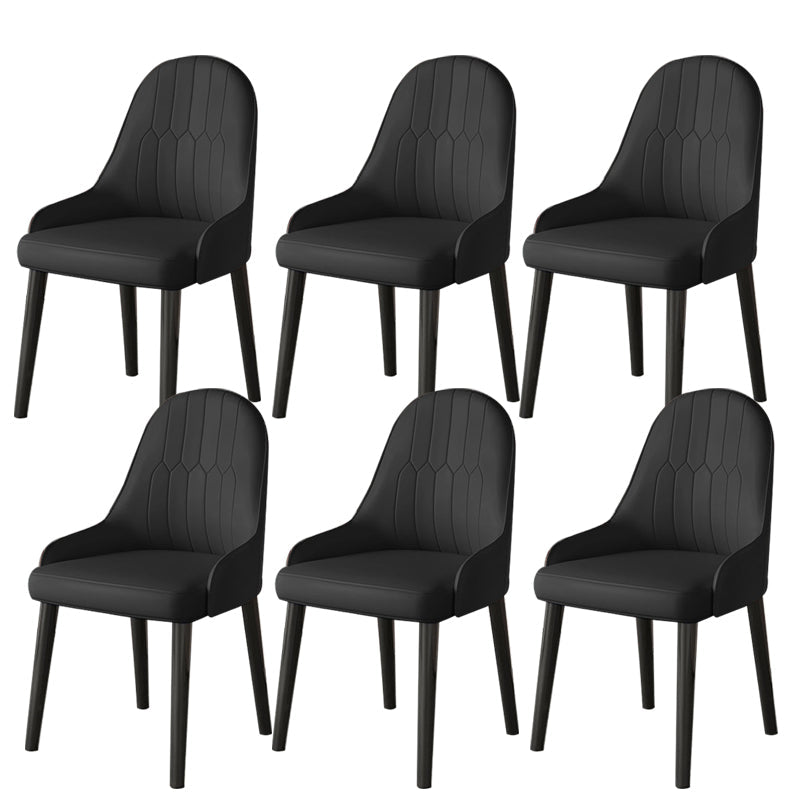 Faux Leather Dining Chair Parsons Home Dining Arm Side Chair Black 6 Piece Set Black Clearhalo 'Dining Chairs' 'Dining Tables & Seating' 'dining_chair' 'furn' 'furn_dining_chair' 'Furniture' 'Kitchen & Dining Furniture' 6752119