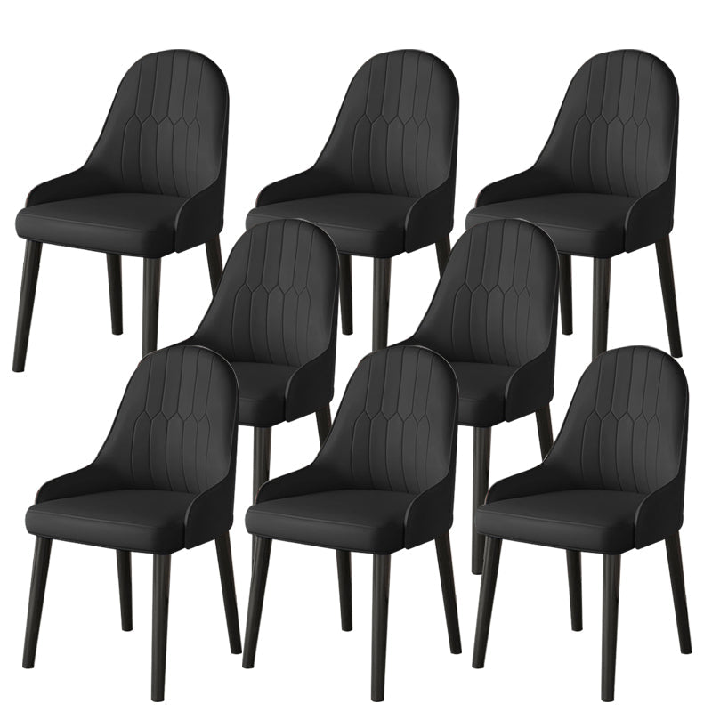 Faux Leather Dining Chair Parsons Home Dining Arm Side Chair Black 8 Piece Set Black Clearhalo 'Dining Chairs' 'Dining Tables & Seating' 'dining_chair' 'furn' 'furn_dining_chair' 'Furniture' 'Kitchen & Dining Furniture' 6752120