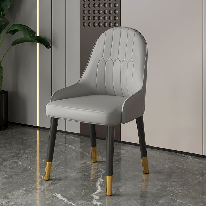 Faux Leather Dining Chair Parsons Home Dining Arm Side Chair Grey 1 Piece Brass Gold Clearhalo 'Dining Chairs' 'Dining Tables & Seating' 'dining_chair' 'furn' 'furn_dining_chair' 'Furniture' 'Kitchen & Dining Furniture' 6752121