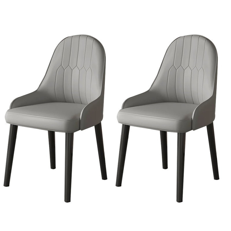 Faux Leather Dining Chair Parsons Home Dining Arm Side Chair Grey 2 Piece Set Black Clearhalo 'Dining Chairs' 'Dining Tables & Seating' 'dining_chair' 'furn' 'furn_dining_chair' 'Furniture' 'Kitchen & Dining Furniture' 6752122