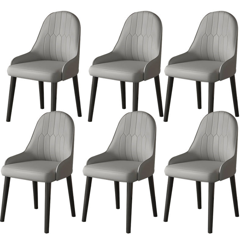 Faux Leather Dining Chair Parsons Home Dining Arm Side Chair Grey 6 Piece Set Black Clearhalo 'Dining Chairs' 'Dining Tables & Seating' 'dining_chair' 'furn' 'furn_dining_chair' 'Furniture' 'Kitchen & Dining Furniture' 6752124