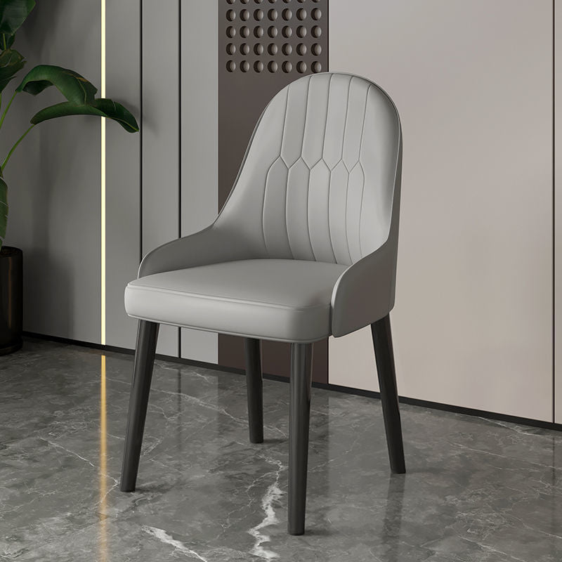 Faux Leather Dining Chair Parsons Home Dining Arm Side Chair Grey 1 Piece Black Clearhalo 'Dining Chairs' 'Dining Tables & Seating' 'dining_chair' 'furn' 'furn_dining_chair' 'Furniture' 'Kitchen & Dining Furniture' 6752126