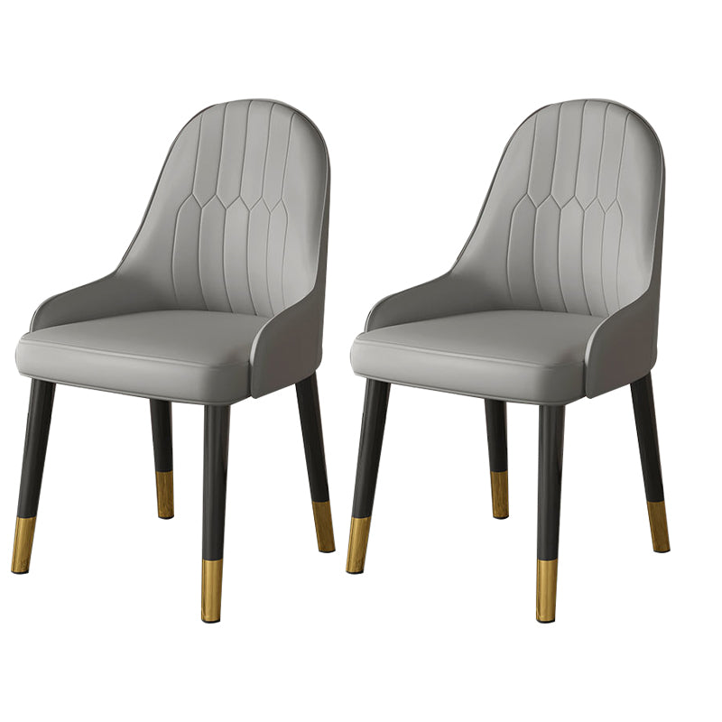 Faux Leather Dining Chair Parsons Home Dining Arm Side Chair Grey 2 Piece Set Brass Gold Clearhalo 'Dining Chairs' 'Dining Tables & Seating' 'dining_chair' 'furn' 'furn_dining_chair' 'Furniture' 'Kitchen & Dining Furniture' 6752127
