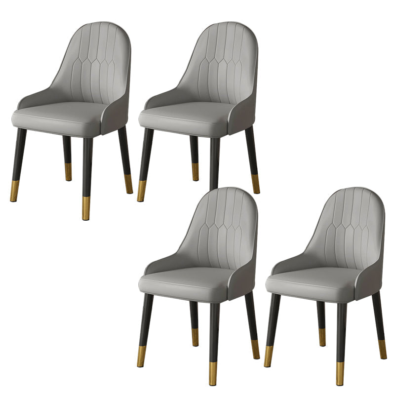 Faux Leather Dining Chair Parsons Home Dining Arm Side Chair Grey 4 Piece Set Brass Gold Clearhalo 'Dining Chairs' 'Dining Tables & Seating' 'dining_chair' 'furn' 'furn_dining_chair' 'Furniture' 'Kitchen & Dining Furniture' 6752128