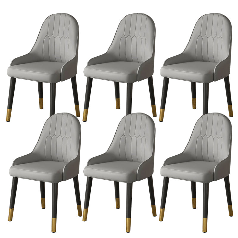 Faux Leather Dining Chair Parsons Home Dining Arm Side Chair Grey 6 Piece Set Brass Gold Clearhalo 'Dining Chairs' 'Dining Tables & Seating' 'dining_chair' 'furn' 'furn_dining_chair' 'Furniture' 'Kitchen & Dining Furniture' 6752129