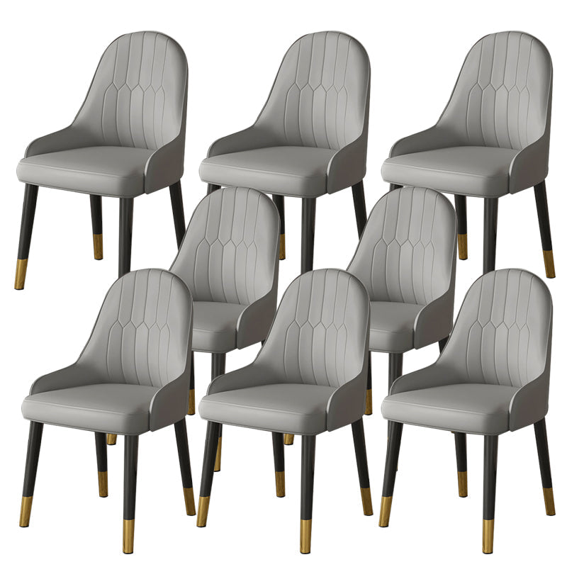 Faux Leather Dining Chair Parsons Home Dining Arm Side Chair Grey 8 Piece Set Brass Gold Clearhalo 'Dining Chairs' 'Dining Tables & Seating' 'dining_chair' 'furn' 'furn_dining_chair' 'Furniture' 'Kitchen & Dining Furniture' 6752130