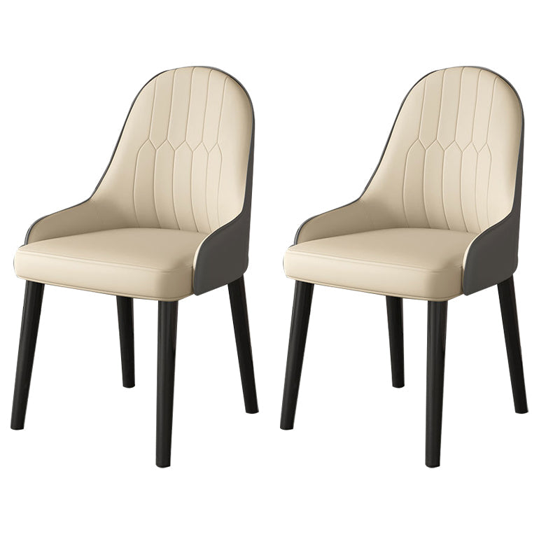 Faux Leather Dining Chair Parsons Home Dining Arm Side Chair Beige Gray 2 Piece Set Black Clearhalo 'Dining Chairs' 'Dining Tables & Seating' 'dining_chair' 'furn' 'furn_dining_chair' 'Furniture' 'Kitchen & Dining Furniture' 6752132