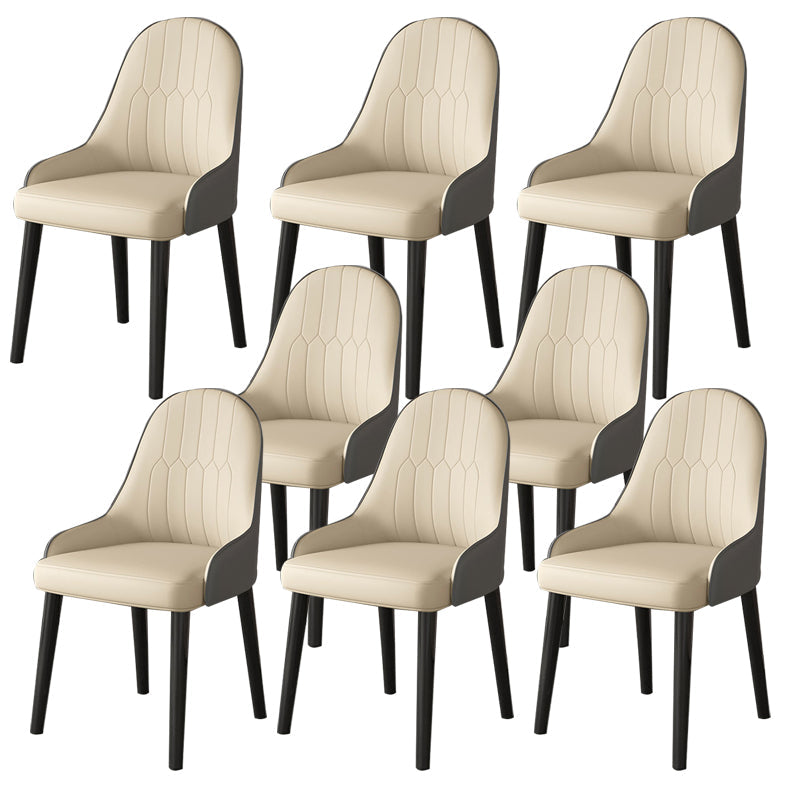 Faux Leather Dining Chair Parsons Home Dining Arm Side Chair Beige Gray 8 Piece Set Brass Gold Clearhalo 'Dining Chairs' 'Dining Tables & Seating' 'dining_chair' 'furn' 'furn_dining_chair' 'Furniture' 'Kitchen & Dining Furniture' 6752135