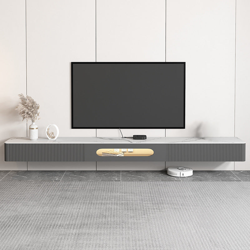 Soporte de TV moderno, almacenamiento cerrado, consola multimedia de TV montada en la pared con cajones