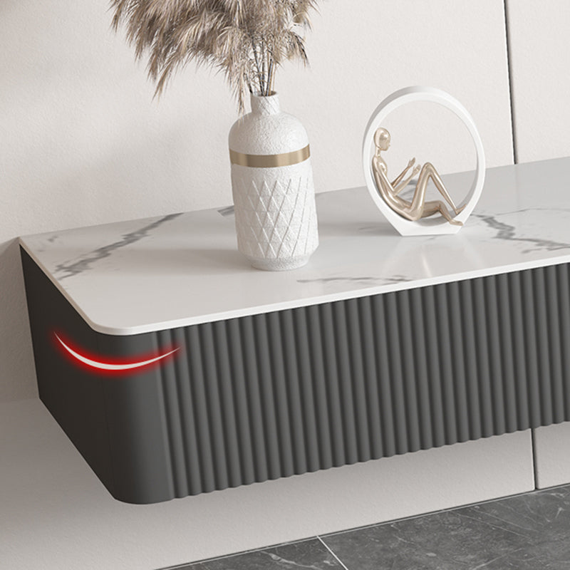 Soporte de TV moderno, almacenamiento cerrado, consola multimedia de TV montada en la pared con cajones