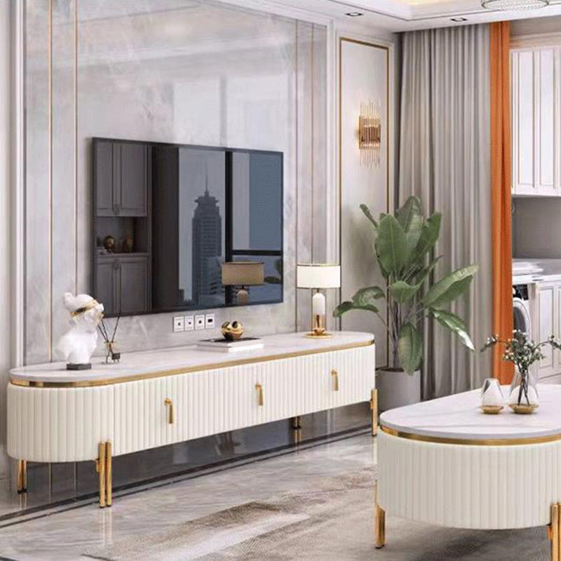 Glam White TV Stand Enclosed Storage TV Media Console with Drawers Clearhalo 'furn' 'furn_tv_stands_entertainment_centers' 'Furniture' 'Living Room Furniture' 'TV Stands & Entertainment Centers' 'TV Stands & Media Storage Furniture' 'tv_stands_entertainment_centers' 6752318