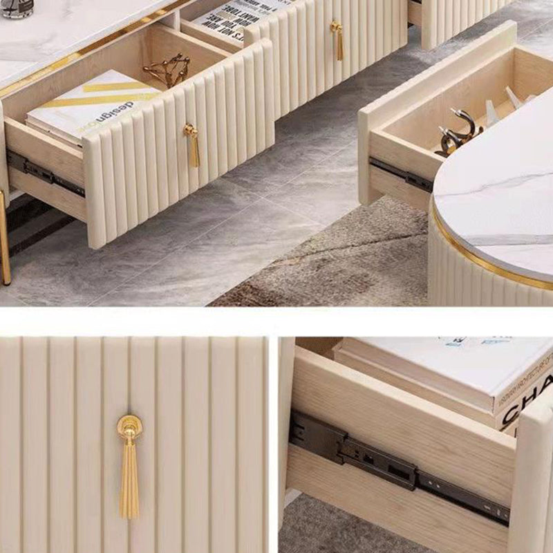 Glam White TV Stand Enclosed Storage TV Media Console with Drawers Clearhalo 'furn' 'furn_tv_stands_entertainment_centers' 'Furniture' 'Living Room Furniture' 'TV Stands & Entertainment Centers' 'TV Stands & Media Storage Furniture' 'tv_stands_entertainment_centers' 6752322