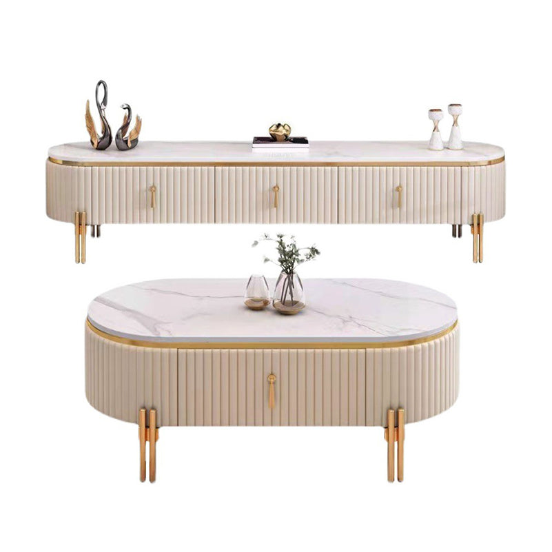 Glam White TV Stand Enclosed Storage TV Media Console with Drawers Clearhalo 'furn' 'furn_tv_stands_entertainment_centers' 'Furniture' 'Living Room Furniture' 'TV Stands & Entertainment Centers' 'TV Stands & Media Storage Furniture' 'tv_stands_entertainment_centers' 6752325